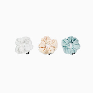Trio di elastici per capelli in bambù - Tonalità pastello fresche