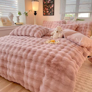 Set lenzuola in pelliccia sintetica di coniglio addensata Puffy Comfort