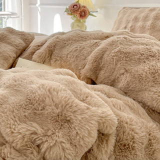 Set lenzuola in pelliccia sintetica di coniglio addensata Puffy Comfort