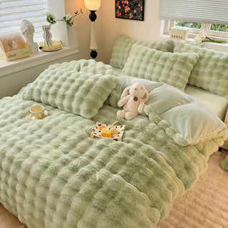 Set lenzuola in pelliccia sintetica di coniglio addensata Puffy Comfort