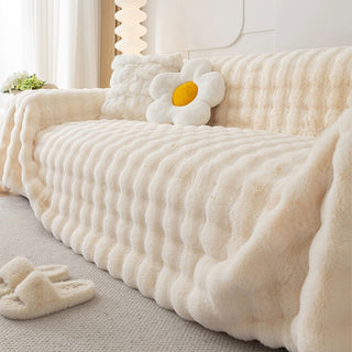 Fodera per divano in pelliccia sintetica di coniglio in peluche