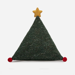 Cuscino natalizio in velluto a coste con pompon, decorazione natalizia