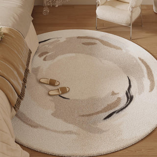 Tappeto rotondo Earthy Abstract Tranquil Swirl, facile da pulire, a prova di versamento, adatto agli animali domestici, moderno, in peluche