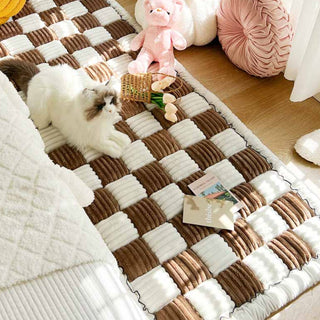 Grande materassino quadrato in tartan per cani e gatti