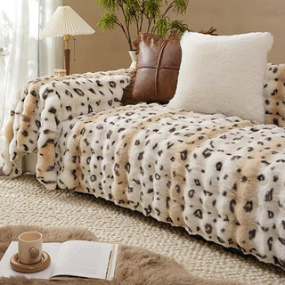 Fodera per divano Luxe Leopard Warmth in pelliccia sintetica