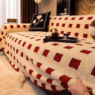Copridivano in peluche con design geometrico quadrato per comfort e raffinatezza in qualsiasi soggiorno