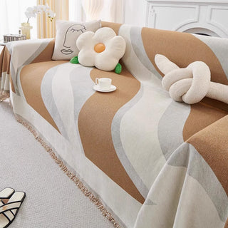 Copridivano in tessuto liscio con linee pulite ed elegante design a blocchi di colore per qualsiasi stanza