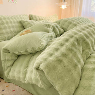 Set lenzuola in pelliccia sintetica di coniglio addensata Puffy Comfort