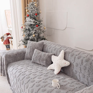Copridivano con motivo albero di Natale 3D in tessuto di peluche con trama concavo-convessa accogliente