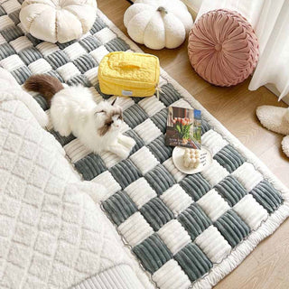 Grande materassino quadrato in tartan per cani e gatti