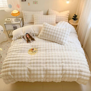 Set lenzuola in pelliccia sintetica di coniglio addensata Puffy Comfort