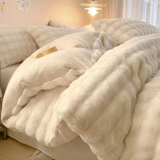 Set lenzuola in pelliccia sintetica di coniglio addensata Puffy Comfort