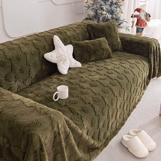 Copridivano con motivo albero di Natale 3D in tessuto di peluche con trama concavo-convessa accogliente