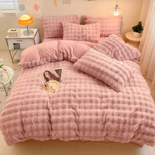 Set lenzuola in pelliccia sintetica di coniglio addensata Puffy Comfort