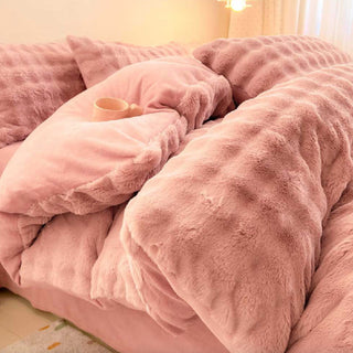 Set lenzuola in pelliccia sintetica di coniglio addensata Puffy Comfort