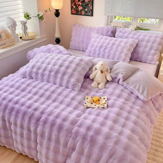 Set lenzuola in pelliccia sintetica di coniglio addensata Puffy Comfort
