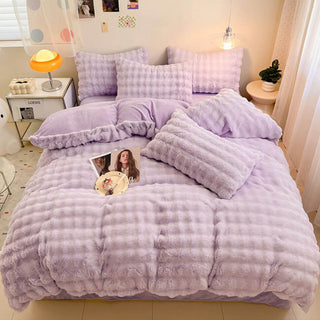 Set lenzuola in pelliccia sintetica di coniglio addensata Puffy Comfort