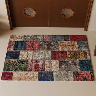 Tappeto da camera da letto di lusso con patchwork bohémien lavabile in lavatrice