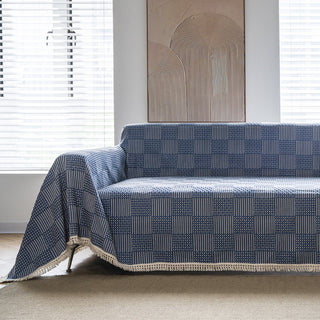 Copridivano patchwork indigo testurizzata