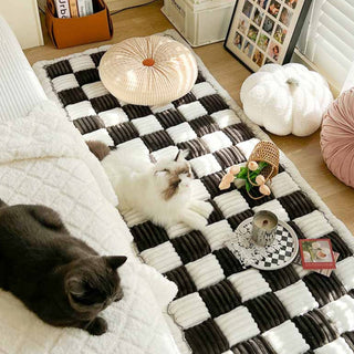 Grande materassino quadrato in tartan per cani e gatti