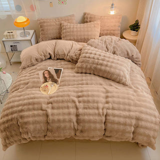 Set lenzuola in pelliccia sintetica di coniglio addensata Puffy Comfort