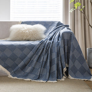 Copridivano patchwork indigo testurizzata