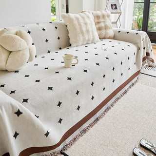 Elegante copridivano in ciniglia con stampa a rombi per comfort e stile moderno