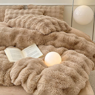 Set lenzuola in pelliccia sintetica di coniglio addensata Puffy Comfort