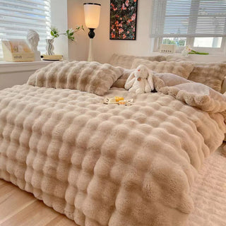 Set lenzuola in pelliccia sintetica di coniglio addensata Puffy Comfort