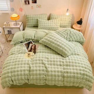 Set lenzuola in pelliccia sintetica di coniglio addensata Puffy Comfort